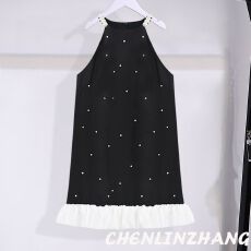 批发女童连衣裙2026新款夏季法式小香风黑色露肩气质<b class='q'>儿童</b>吊带公主裙子