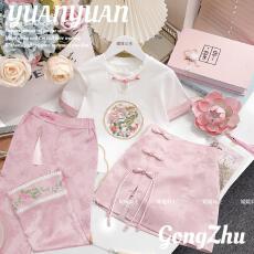 批发<b class='q'>女童</b>套<b class='q'>装</b>2026新款中国风儿童裙子夏中大童短袖T恤短<b class='q'>裙裤</b>子两件套