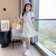 女童甜美连衣裙中大童夏季韩版爱心公主裙2026新款刺绣POLO领裙