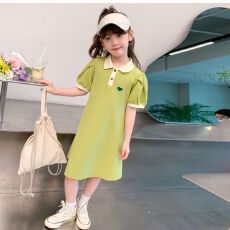 女童夏装连衣裙2026新款小女孩儿童韩版爱心T恤裙夏季POLO裙子潮