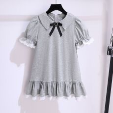 女童连衣裙夏季2026新款洋气时髦儿童花边裙摆中大童学院风公主裙