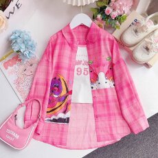 批发<b class='q'>女</b><b class='q'>童</b><b class='q'>外套</b><b class='q'>衬衫</b><b class='q'>2026</b>新款儿<b class='q'>童</b>粉色格子<b class='q'>衬衣</b>中<b class='q'>大</b><b class='q'>童</b>百搭凉感防晒衫夏季
