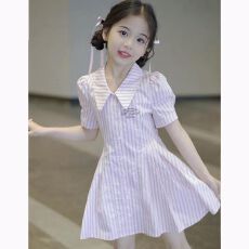 批发<b class='q'>女</b><b class='q'>童</b><b class='q'>条纹</b><b class='q'>公主裙</b><b class='q'>新款</b>小<b class='q'>女</b>孩POLO领蝴蝶结裙2026夏季韩系连衣裙
