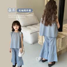 批发<b class='q'>女</b><b class='q'>童</b>夏款韩系高级感无袖两件套装夏季2026新款儿童女超酷拽姐穿搭