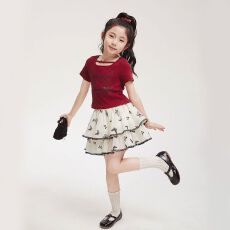 批发女童<b class='q'>套装</b>裙子夏季2026新款儿童洋气两件套小女孩短袖T恤半身裙潮