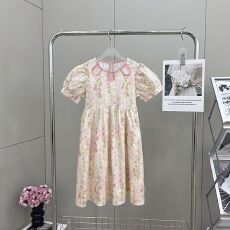 女童连衣裙夏季2026新款中大童法式洋气碎花时髦泡泡袖公主裙潮