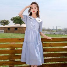 批发女童学院风公主裙2026夏季新款<b class='q'>儿童</b>娃娃领连衣裙中大童洋气A字裙