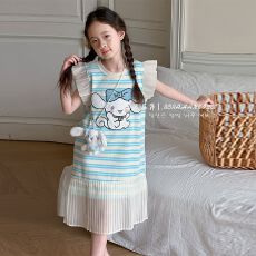 批发女童小飞袖<b class='q'>连衣裙</b>2026夏季小女孩公主裙纱裙儿童卡通T恤<b class='q'>背心裙</b>潮