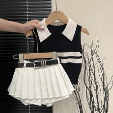 批发<b class='q'>女童</b>炸街<b class='q'>套装</b>2026夏装新款针织POLO衫短裤裙儿童JK制服时尚两件套