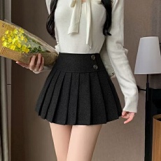 批发秋冬款辣妹<b class='q'>裙</b>毛呢百褶<b class='q'>半身裙</b>女jk学院风a<b class='q'>字</b>半<b class='q'>裙</b>短<b class='q'>裙</b>