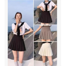 批发大斜纹+安全裤+松紧腰百褶裙JK制服裙子半身裙<b class='q'>春</b>夏季短裙秋冬