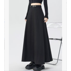 批发TR+腰带<b class='q'>百搭</b>慵懒长裙A字裙半身裙潮流新款日系文艺气质长裙