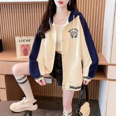 批发实拍（仿华棉复牛奶丝）假两件春秋薄款卫衣女大码棒球服