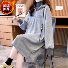 批发【<b class='q'>牛奶</b><b class='q'>丝</b>复合贝贝绒】秋冬加绒加厚设计感<b class='q'>连衣裙</b>卫衣