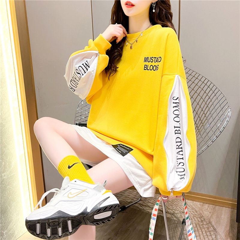 BY36782# 棉设计感小众拉链中长款拼接上衣女春秋新款  服裝批發女裝批發服飾貨源