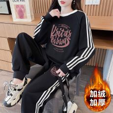 批发实拍 纯棉华棉薄款复牛奶丝/加绒复银狐绒  秋<b class='q'>冬</b>休闲运动套装