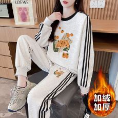 批发实拍 纯棉华棉薄款复牛奶丝/加绒复银狐绒  秋<b class='q'>冬</b>休闲运动套装