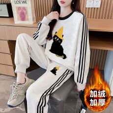批发实拍 纯棉华棉薄款复牛奶丝/加绒复银狐绒  秋<b class='q'>冬</b>休闲运动套装