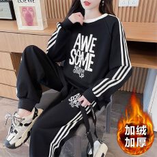 批发实拍 纯棉华棉薄款复牛奶丝/加绒复银狐绒  秋<b class='q'>冬</b>休闲运动套装