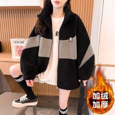 批发实拍 颗粒绒复奥粒绒450克  2025冬季加绒加厚羊羔绒立领外套卫衣