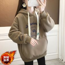 批发纯棉华棉复合米粒绒 新款秋冬加绒加厚连帽卫衣外套