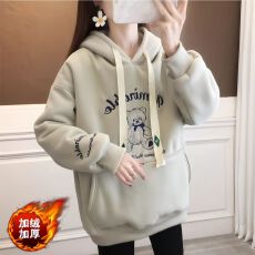 批发纯棉华棉复合米粒绒 秋冬加绒加厚连帽卫衣外套