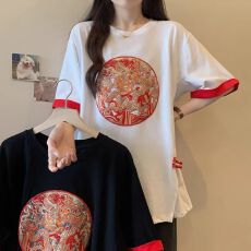 批发螺纹1x1 92%粘胶纤维+8氨纶  夏季中国风圆领<b class='q'>T</b>恤上衣