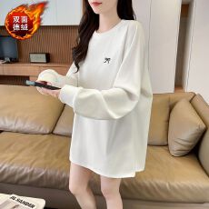 批发实拍 德绒260克 春秋新款<b class='q'>白色</b>上衣打底衫女长袖<b class='q'>T</b>恤女
