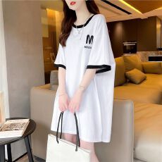 批发6535拉架 夏季新款中长款胖MM200斤短袖T恤连衣裙