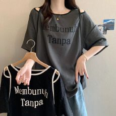 批发实拍 原版面料原版做工 夏季设计感<b class='q'>露肩</b>300斤短袖<b class='q'>上衣</b>