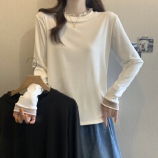 批发实拍 40支螺纹1X1 春秋新款内搭圆领<b class='q'>打底</b>衫<b class='q'>上衣</b>