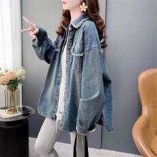 批发抖音质量 韩版宽松<b class='q'>百搭</b>大码上衣牛仔外套女