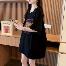 100棉 后包领 纯棉短袖t恤女大码女装上衣