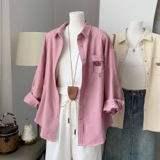 批发纯棉洗水牛仔 春秋新款刺绣宽松300斤衬衫上衣<b class='q'>外套</b>