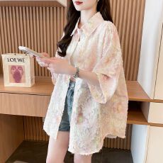 批发实拍 <b class='q'>短</b>袖衬衫女大码胖mm防晒衬衣外套