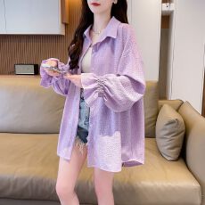 批发实拍 防晒衣女衬衫镂空透气设计感<b class='q'>大码</b>胖mm外套
