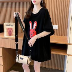 批发100棉后包领 纯棉短袖t恤女大码女装上衣