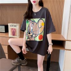 批发100棉后包领 纯棉短袖t恤女大码女装上衣