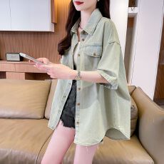 批发实拍  抖音质量 牛仔慵懒风洋气<b class='q'>百搭</b>宽松休闲衬衫女外套