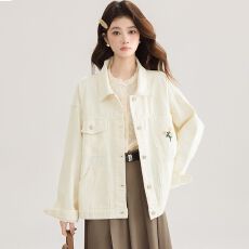批发牛仔面料 春秋小清新韩系<b class='q'>甜美</b>小个子刺绣牛仔外套