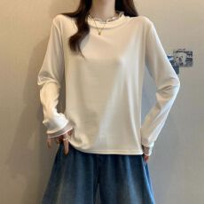 批发实拍 40支螺纹1X1 春秋<b class='q'>新款</b>内搭圆领<b class='q'>打底衫</b>上衣