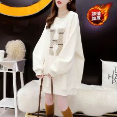 批发纯棉华棉复合超柔  秋冬季加绒加厚卫衣女大码女装上衣