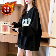 批发纯棉华棉复合超柔  秋冬加绒加厚卫衣女大码女装上衣