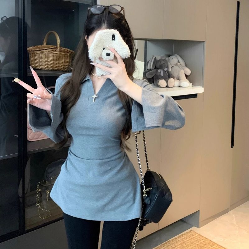 BY36771# 棉春秋薄款慵懒风长袖打底衫T恤上衣潮  服裝批發女裝批發服飾貨源