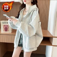 批发实拍 纯棉华棉复合牛奶丝 加绒加厚<b class='q'>卫衣</b><b class='q'>女</b>韩版连帽外套