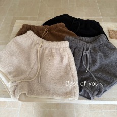 批发韩系仿羊羔毛<b class='q'>短裤</b>2025秋冬新款外穿松紧腰抽绳宽松休闲<b class='q'>短裤</b>