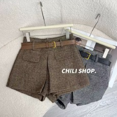 批发法式小香风编织毛呢料防走光<b class='q'>裙裤</b><b class='q'>女</b>秋冬外穿时尚洋气阔腿靴裤短裤