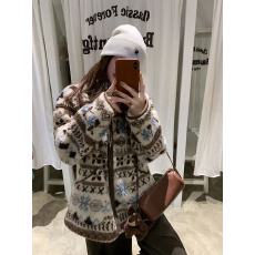 批发费尔岛颗粒羊羔毛外套女2025冬季新款复古摇粒绒休闲立领加厚外套