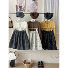 批发日韩miu系复古碎花毛呢料蓬蓬南瓜短中裙女秋冬百搭花苞半身裙子