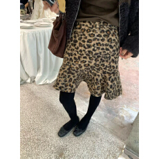 批发美式辣妹复古豹纹羊羔毛短裙<b class='q'>半身</b>裙女冬季小众高腰包臀鱼尾裙<b class='q'>中裙</b>